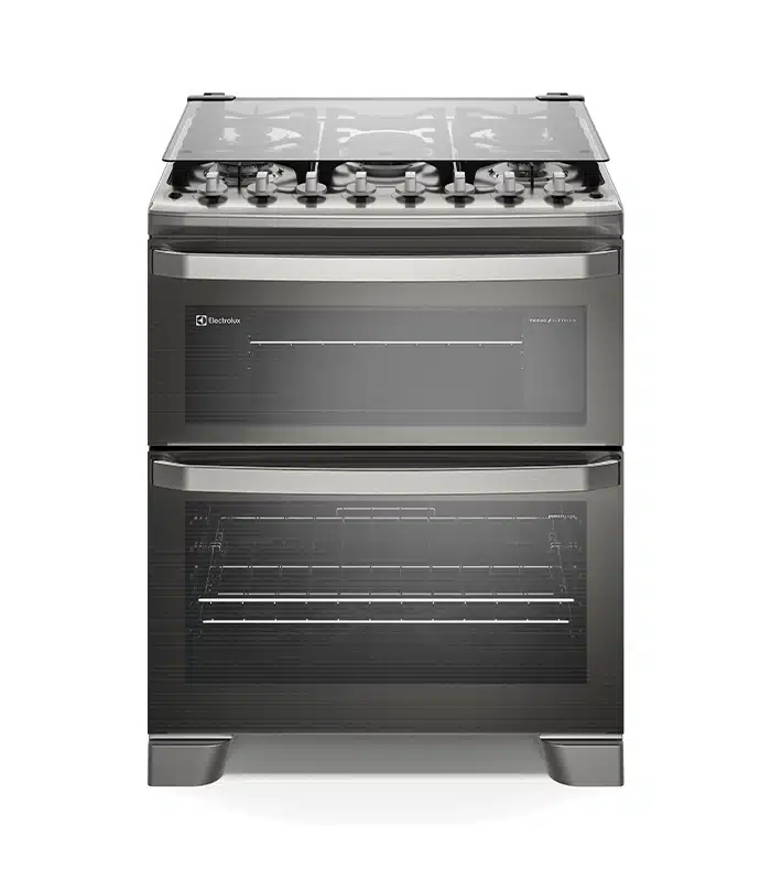 FE5DC  COCINA A GAS DOBLE HORNO MESA INOX 5 H